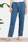 Zivame Scribbled Meadows Knit Cotton Pyjama - Lyons Blue — thumbnail 2